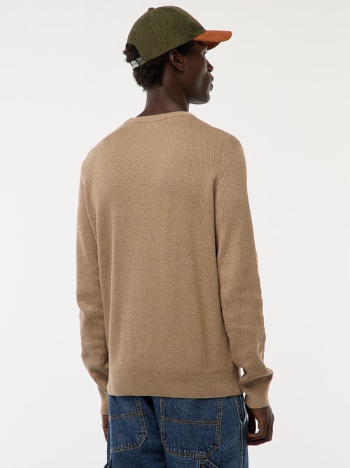 Pull en maille fantaisie à col rond - Kiabi