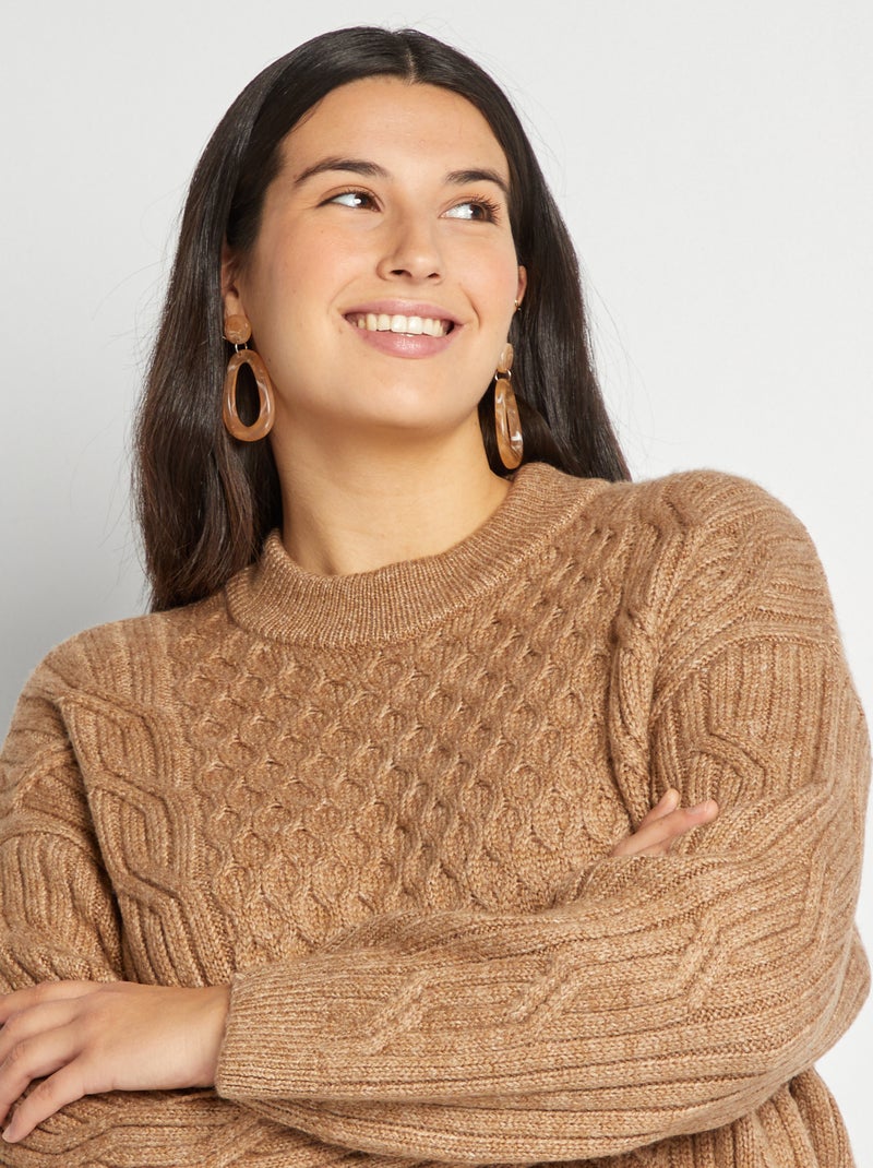 Pull en maille fantaisie Beige - Kiabi