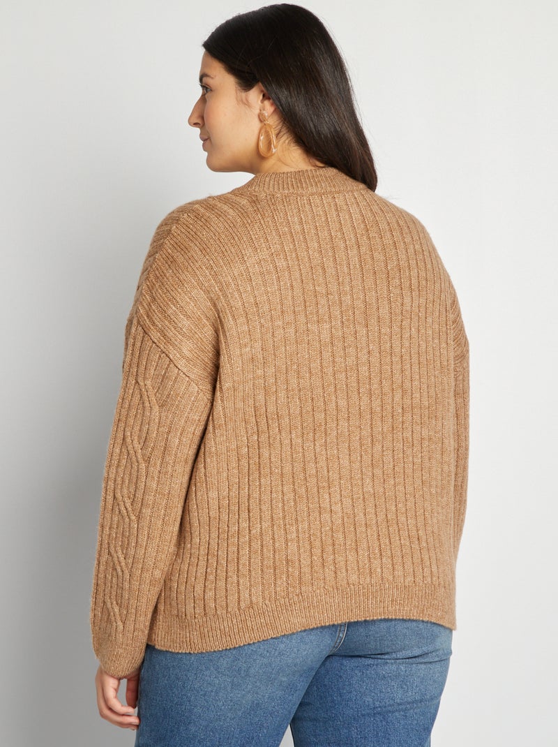 Pull en maille fantaisie Beige - Kiabi