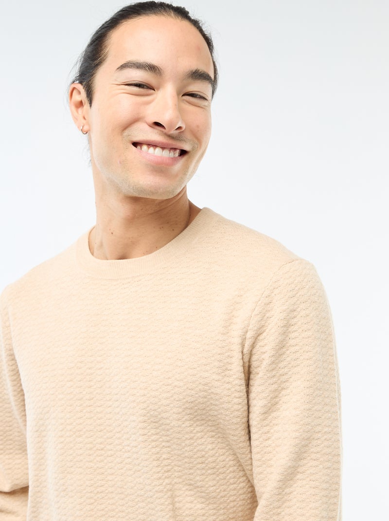 Pull en maille fantaisie Beige - Kiabi