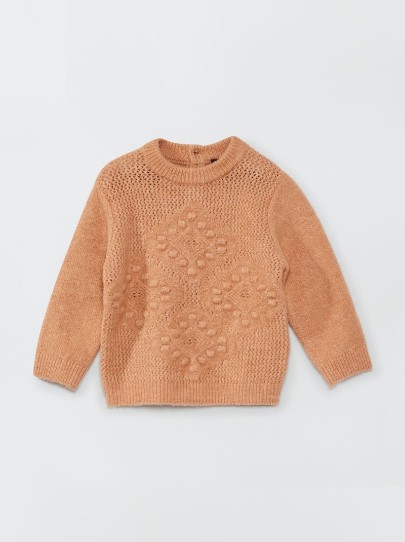 Pull en maille fantaisie Beige - Kiabi