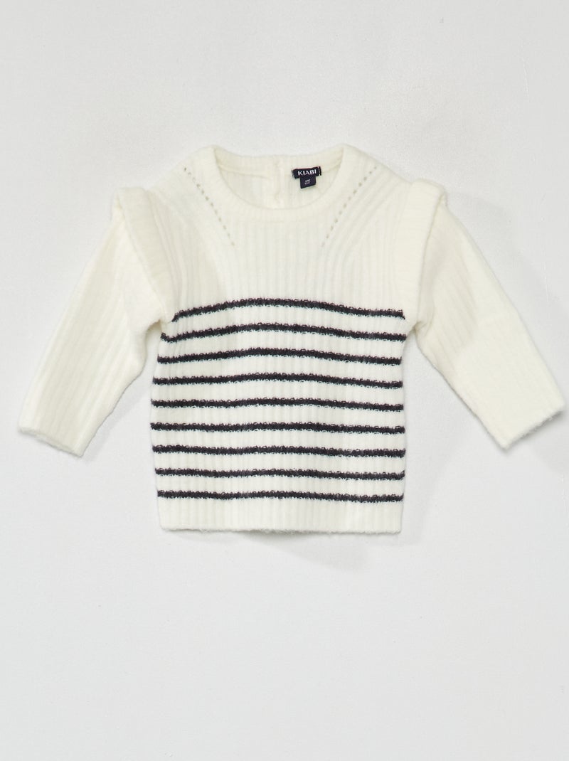 Pull en maille fantaisie Blanc - Kiabi