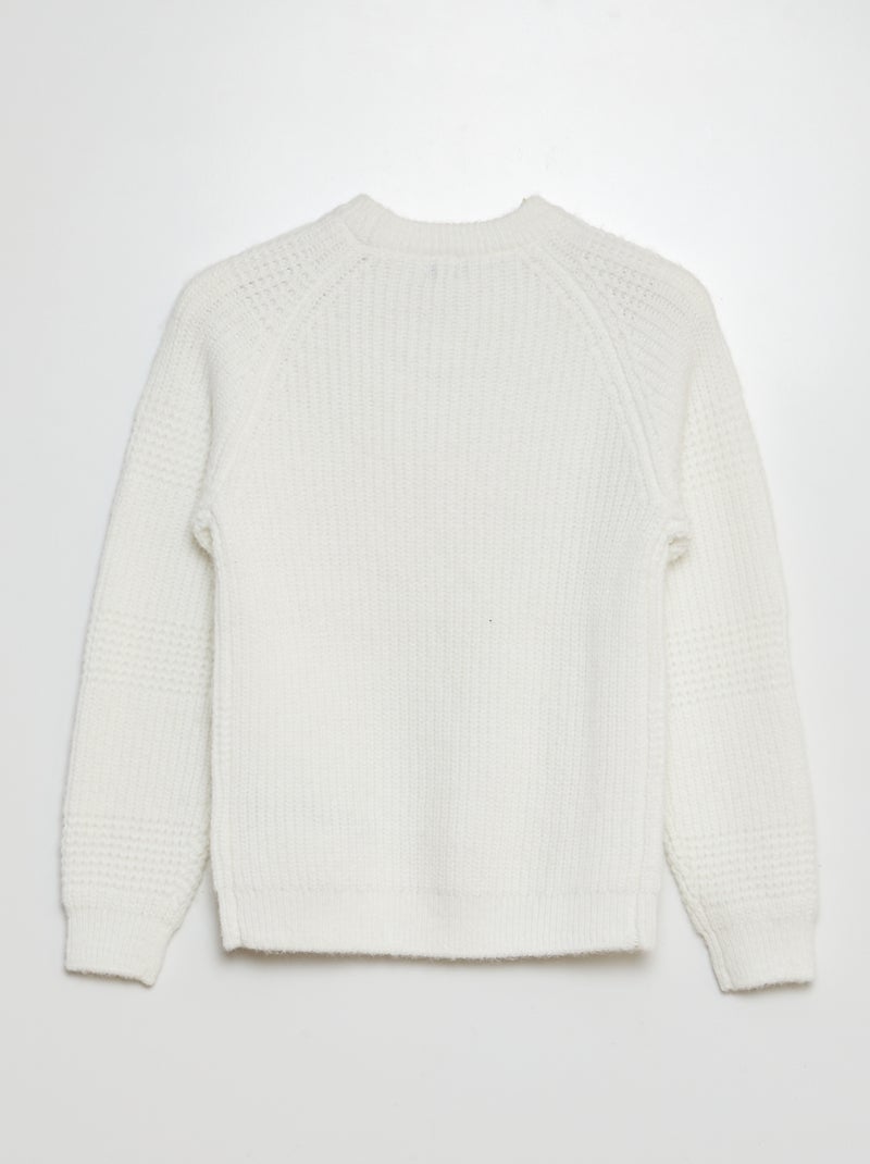 Pull en maille fantaisie Blanc - Kiabi