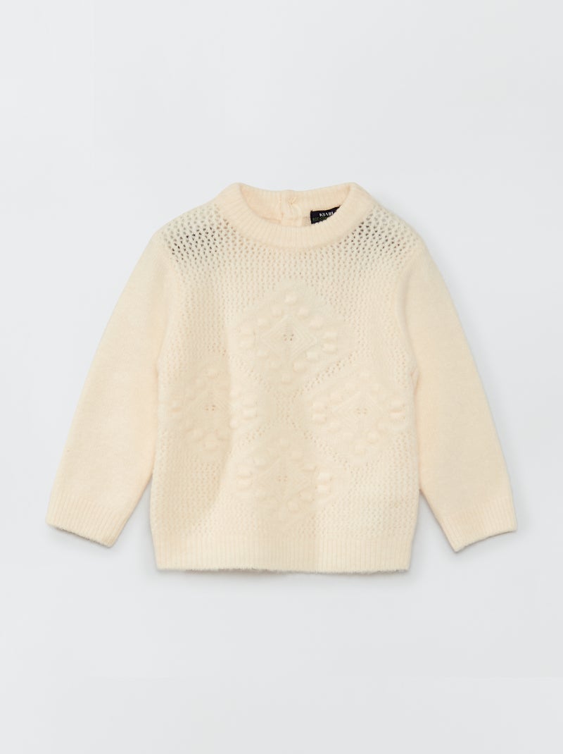 Pull en maille fantaisie Blanc - Kiabi