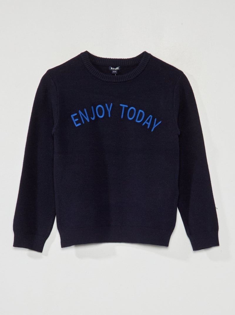 Pull en maille fantaisie Bleu - Kiabi