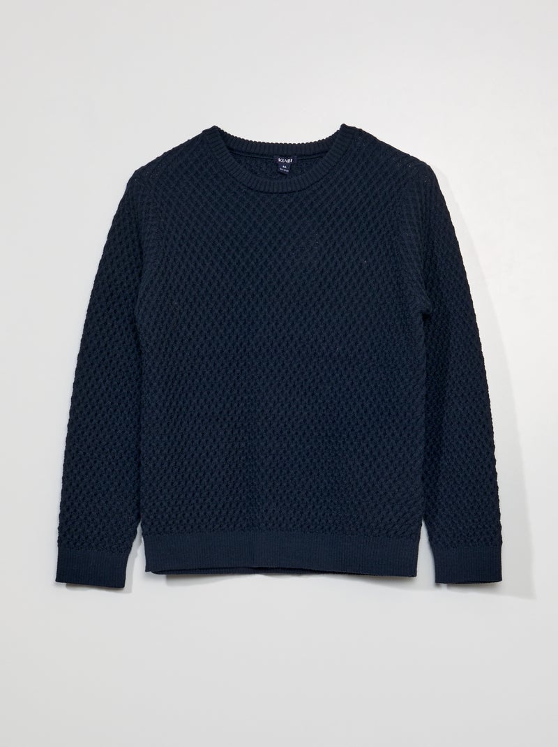 Pull en maille fantaisie Bleu - Kiabi