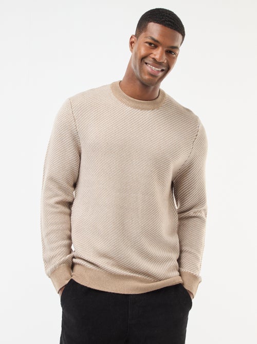 Pull en maille fantaisie col rond - Kiabi