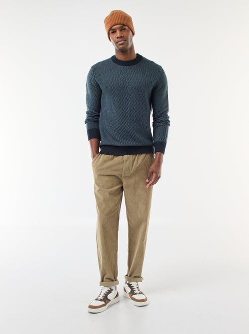Pull en maille fantaisie col rond - Kiabi