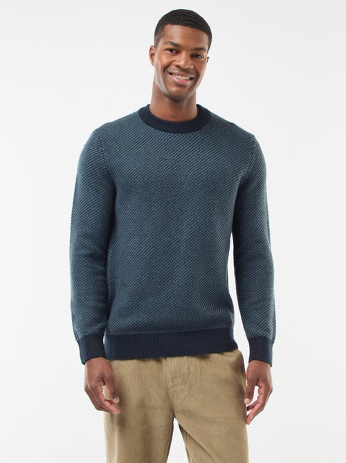 Pull en maille fantaisie col rond - Kiabi