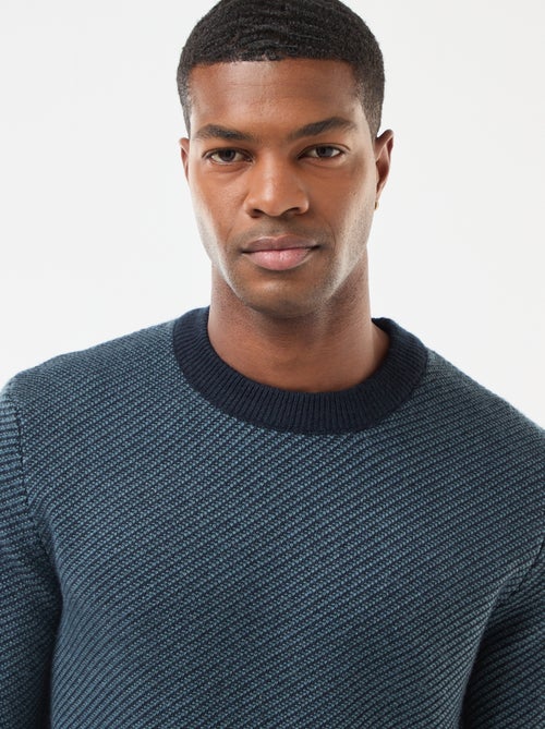 Pull en maille fantaisie col rond - Kiabi