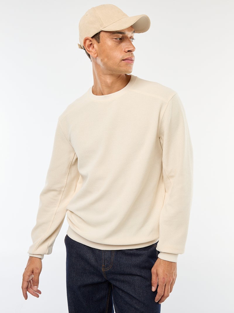 Pull en maille fantaisie coupe regular Blanc - Kiabi