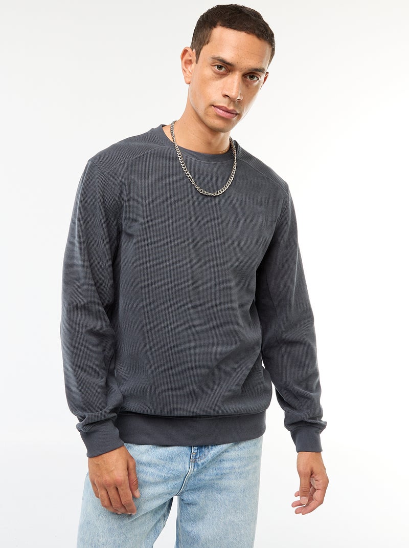 Pull en maille fantaisie coupe regular Bleu - Kiabi
