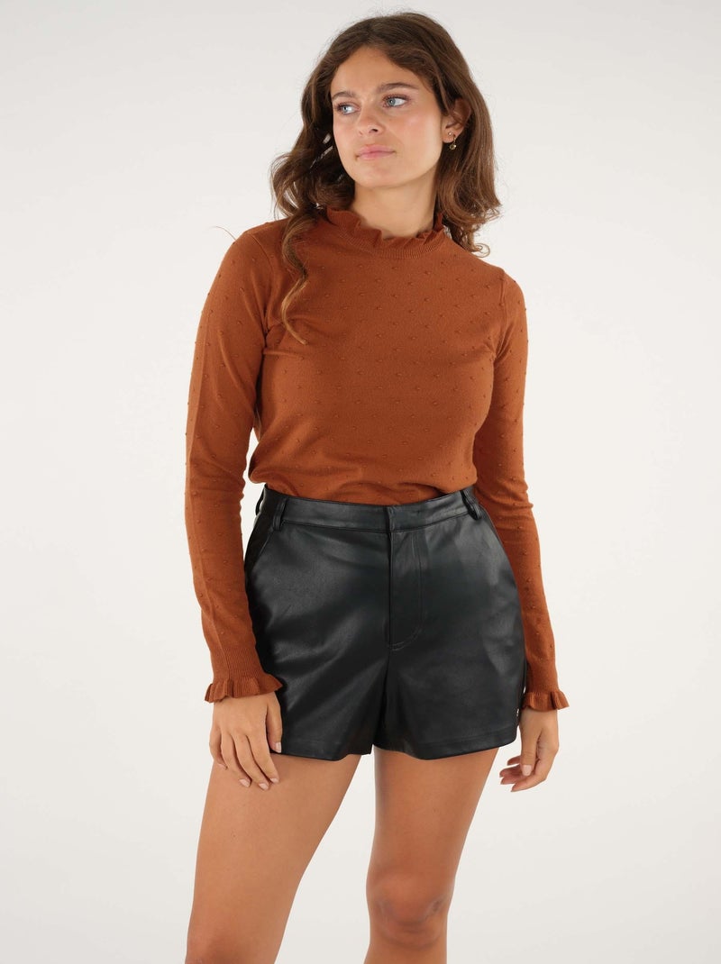 Pull en maille fantaisie 'Deeluxe' Marron havane - Kiabi