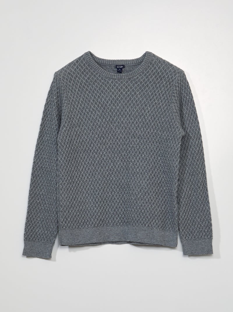 Pull en maille fantaisie Gris - Kiabi