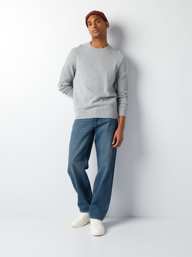 Pull en maille fantaisie Gris - Kiabi