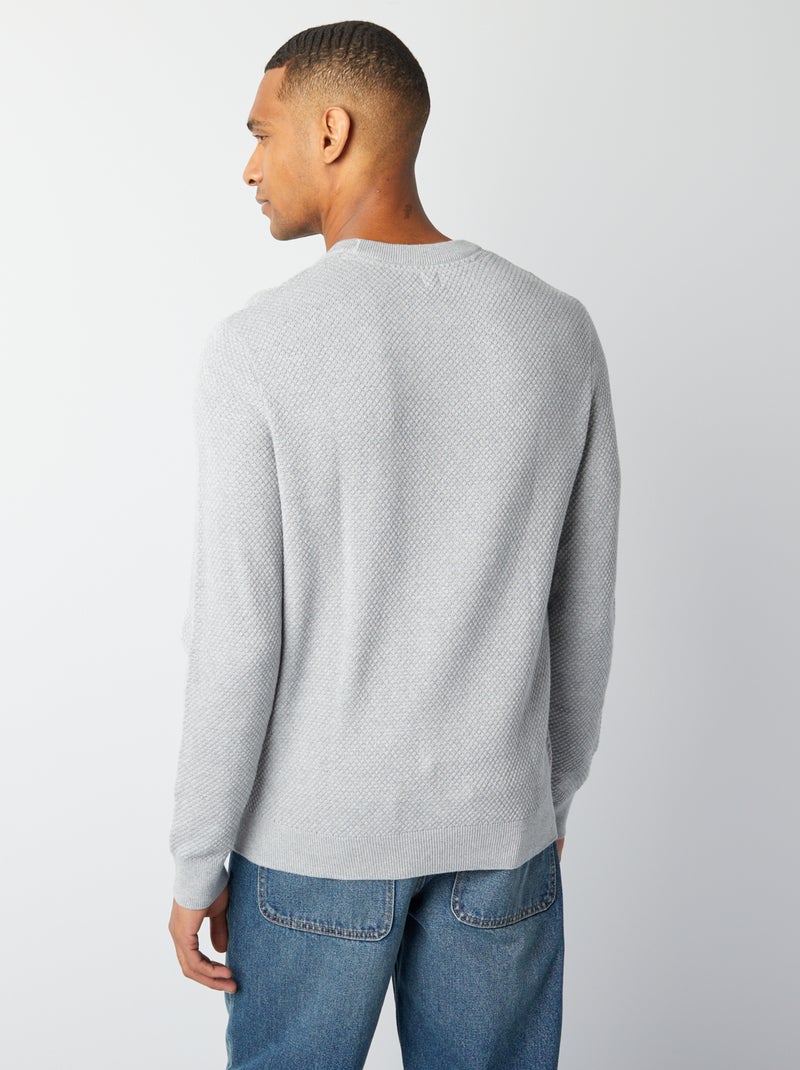 Pull en maille fantaisie Gris - Kiabi