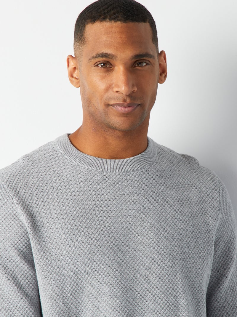 Pull en maille fantaisie Gris - Kiabi