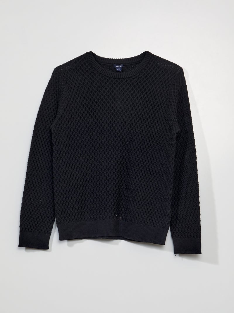 Pull en maille fantaisie noir - Kiabi