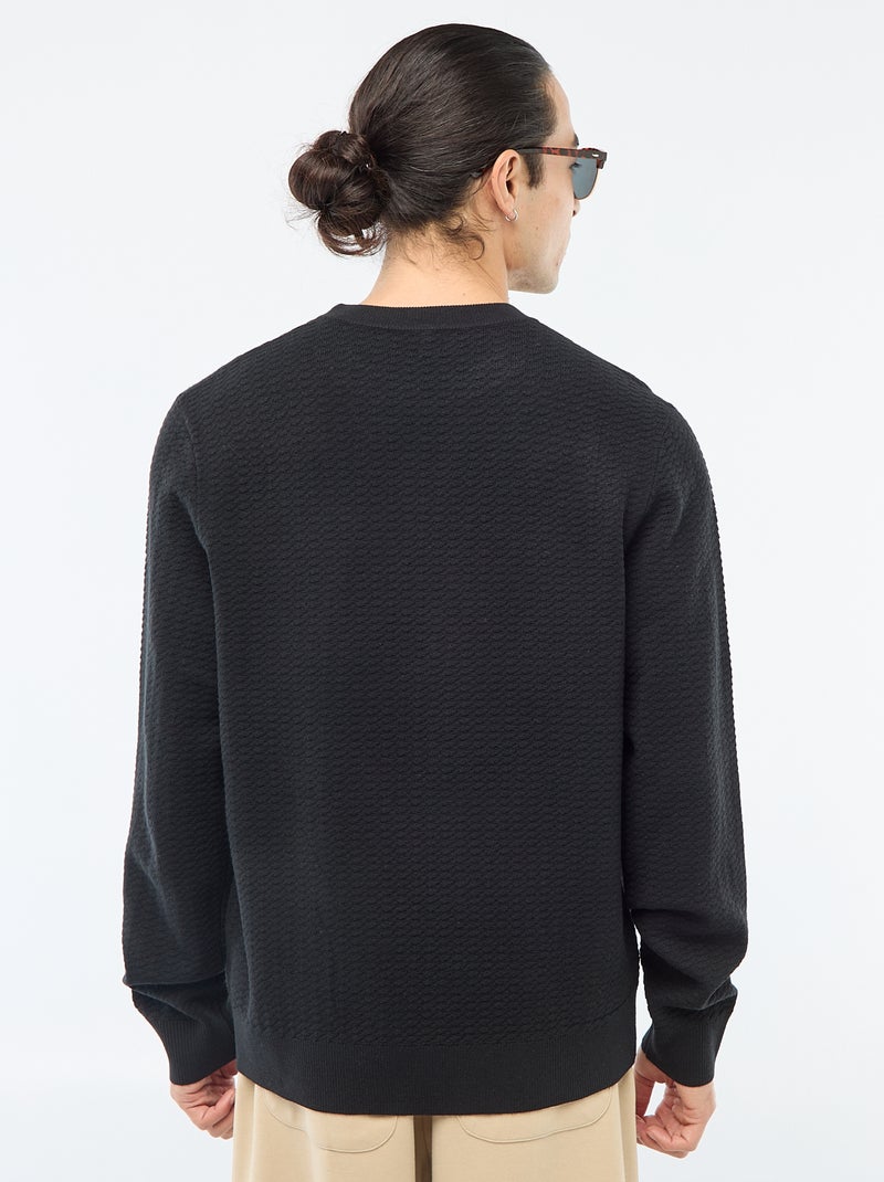 Pull en maille fantaisie Noir - Kiabi