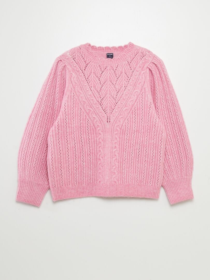 Pull en maille fantaisie Rose - Kiabi