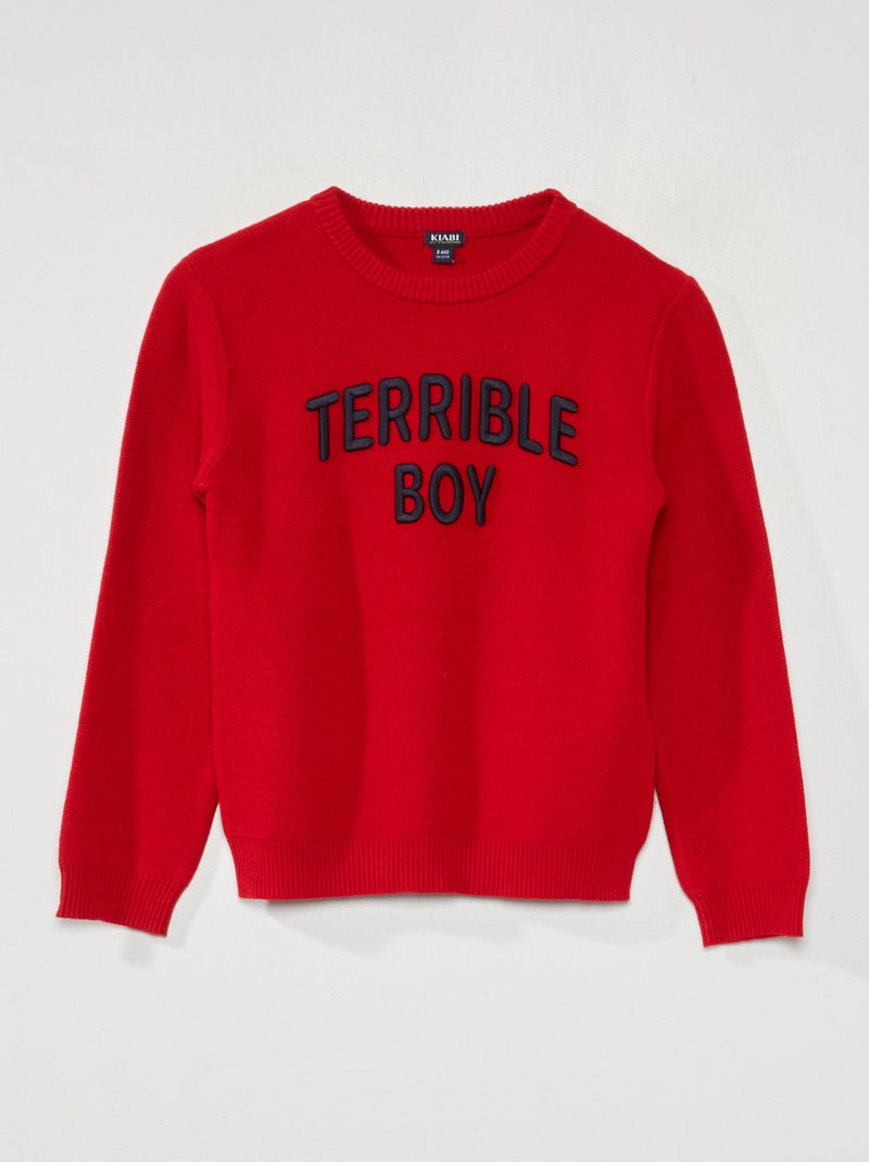 Pull en maille fantaisie Rouge - Kiabi