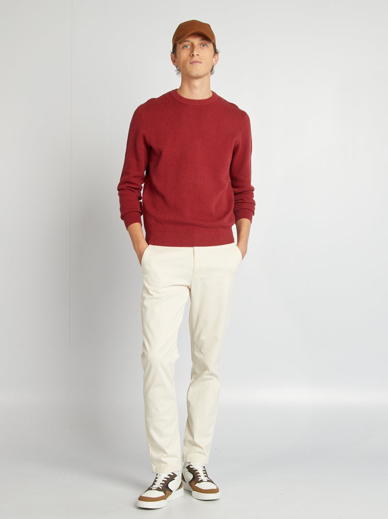 Pull en maille fantaisie Rouge - Kiabi