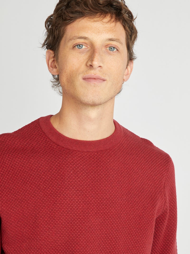 Pull en maille fantaisie Rouge - Kiabi