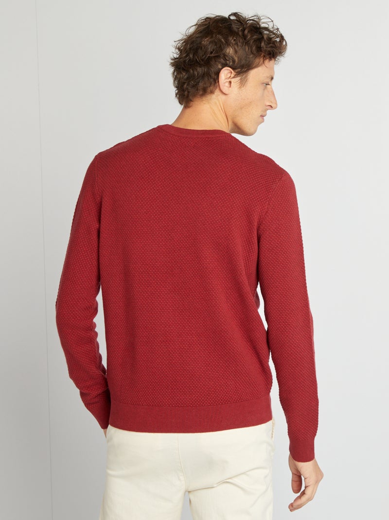 Pull en maille fantaisie Rouge - Kiabi