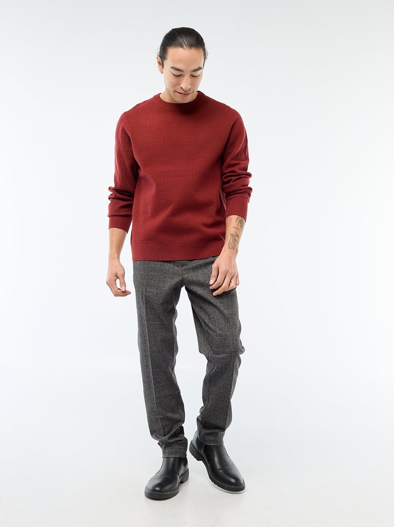 Pull en maille fantaisie Rouge - Kiabi