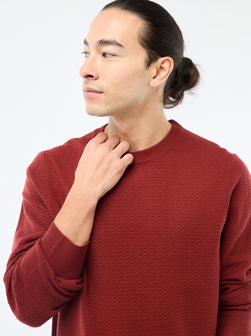 Pull en maille fantaisie Rouge - Kiabi