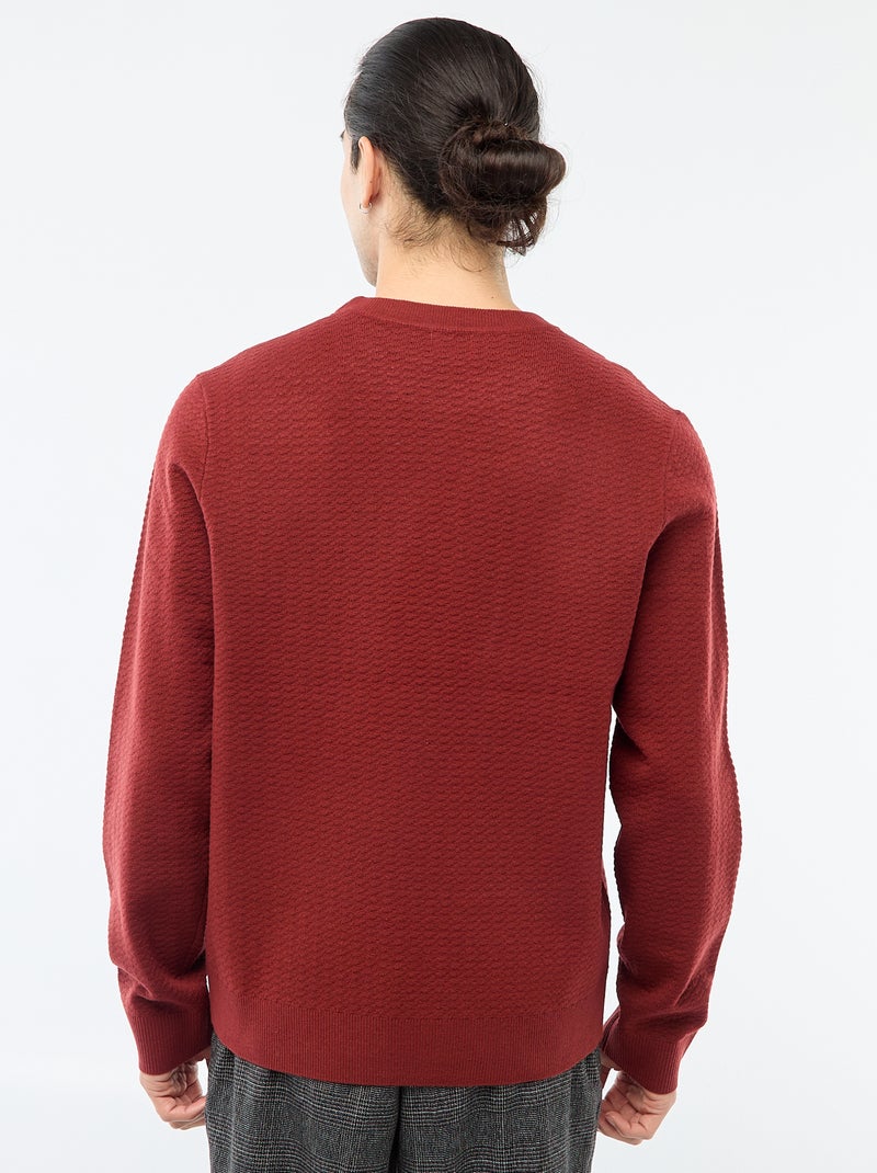 Pull en maille fantaisie Rouge - Kiabi