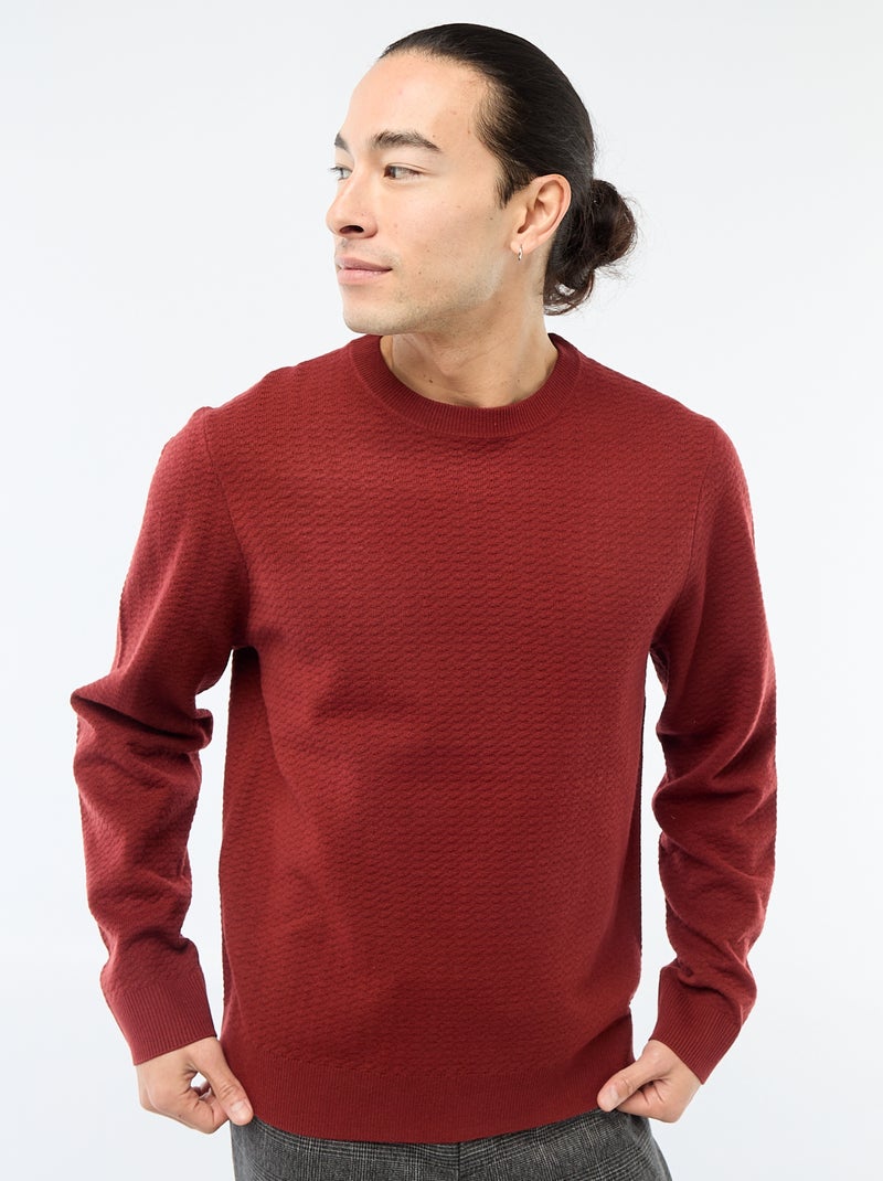 Pull en maille fantaisie Rouge - Kiabi