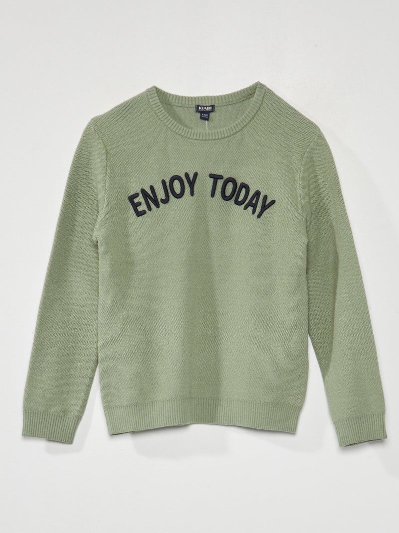 Pull en maille fantaisie Vert - Kiabi