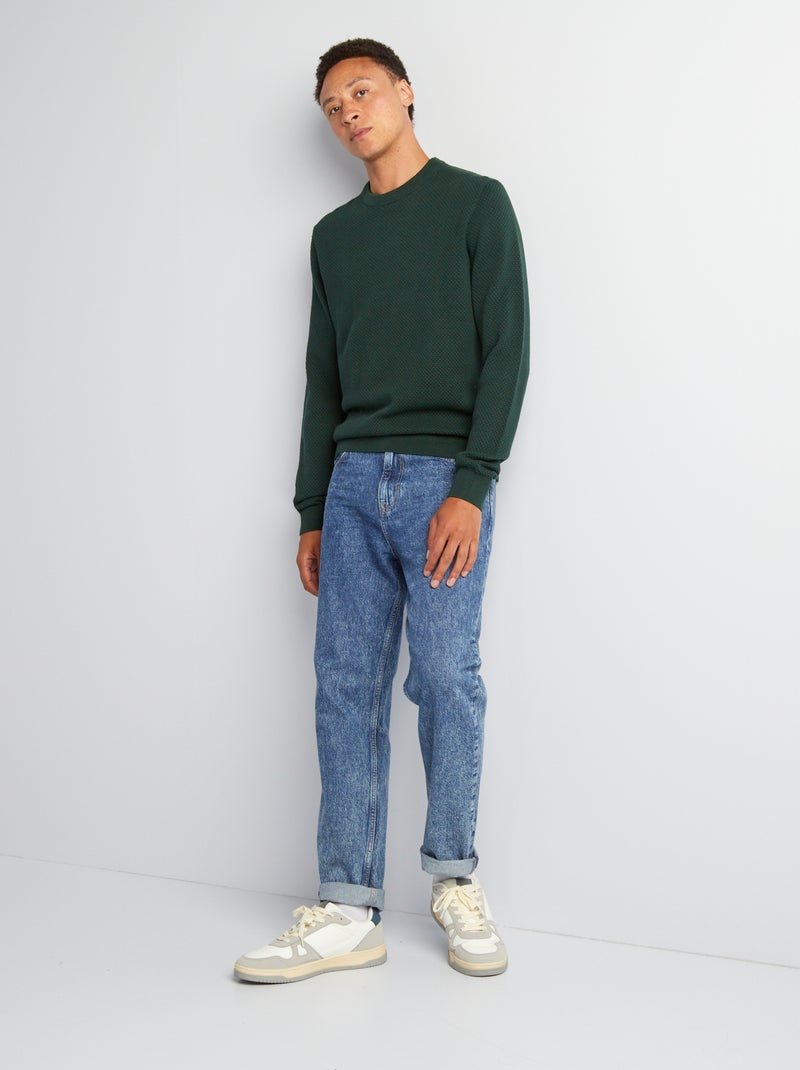 Pull en maille fantaisie Vert - Kiabi