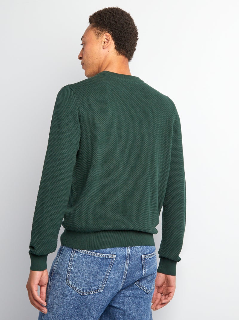 Pull en maille fantaisie Vert - Kiabi