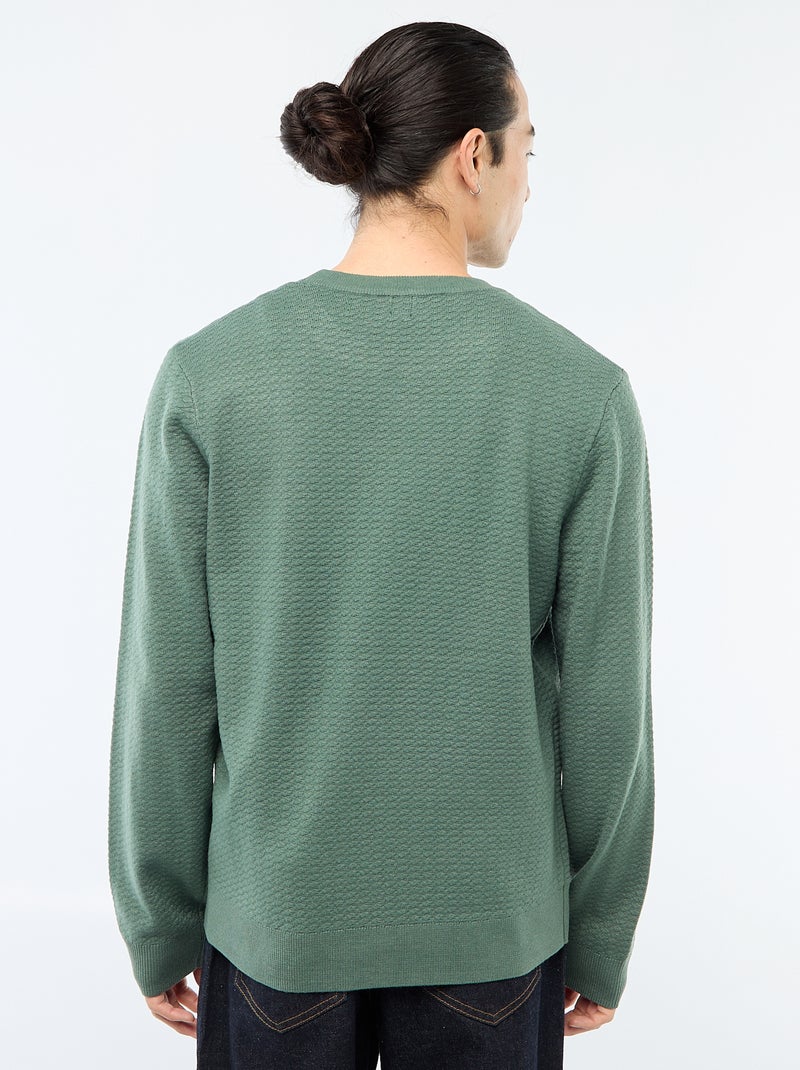 Pull en maille fantaisie Vert - Kiabi