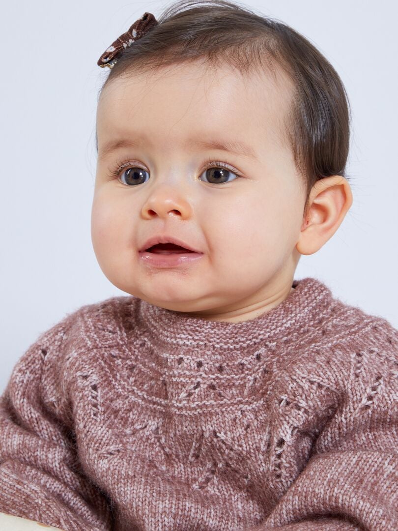 Pull en maille fantaisie Vieux rose - Kiabi