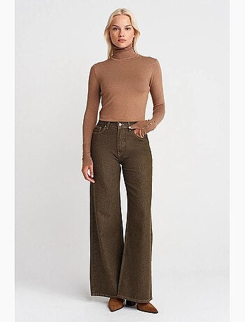 Pull en maille femme à col roulé et boutons dilvin