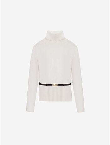 Pull en maille femme à col roulé et ceinture dilvin