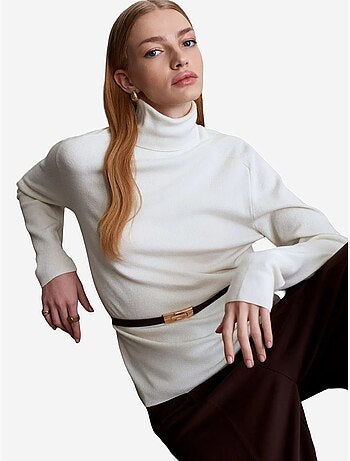 Pull en maille femme à col roulé et ceinture dilvin