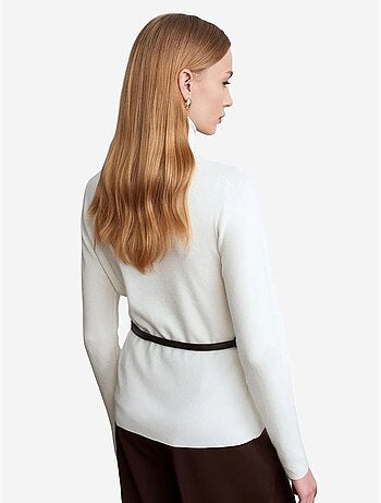 Pull en maille femme à col roulé et ceinture dilvin