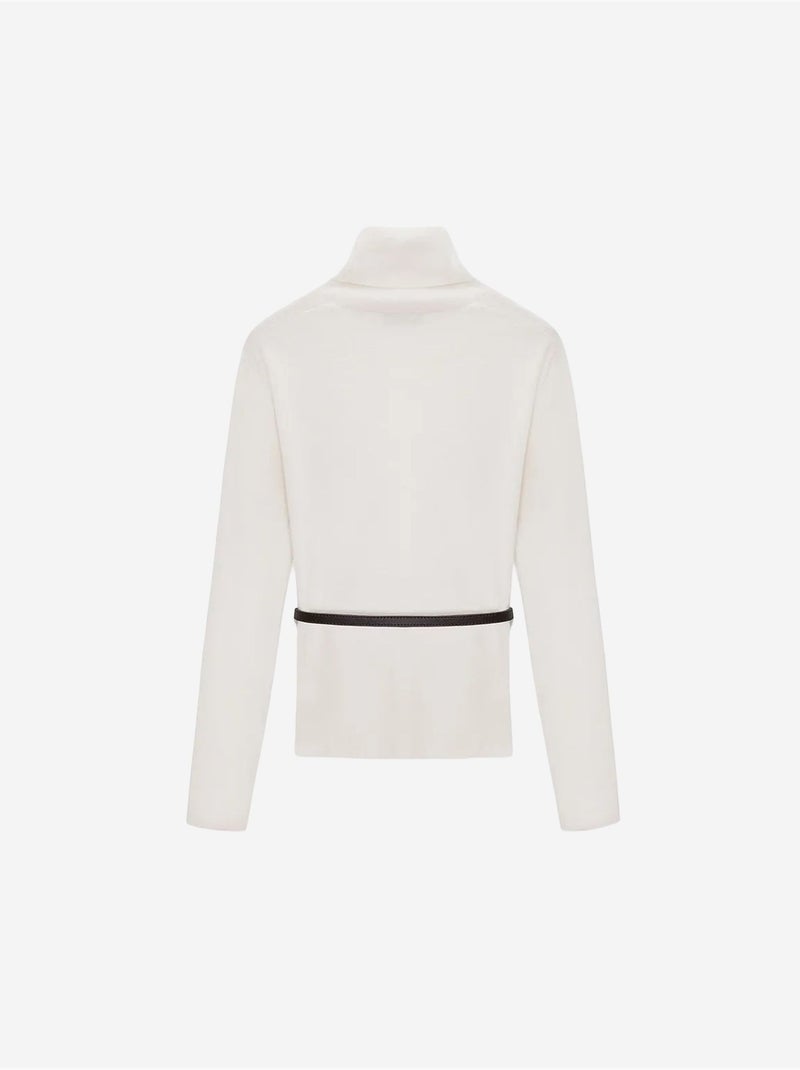 Pull en maille femme à col roulé et ceinture dilvin Ivoire - Kiabi