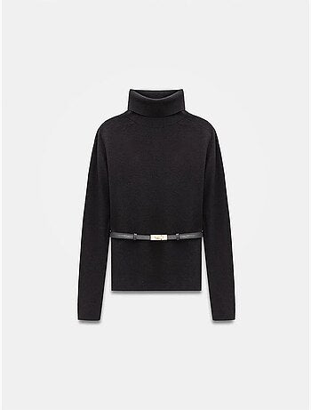 Pull en maille femme à col roulé et ceinture dilvin
