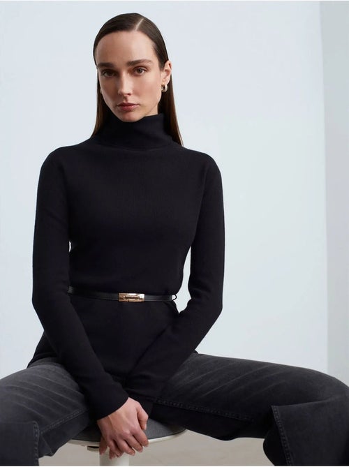 Pull en maille femme à col roulé et ceinture dilvin - Kiabi Pull en maille femme à col roulé et ceinture dilvin - Kiabi