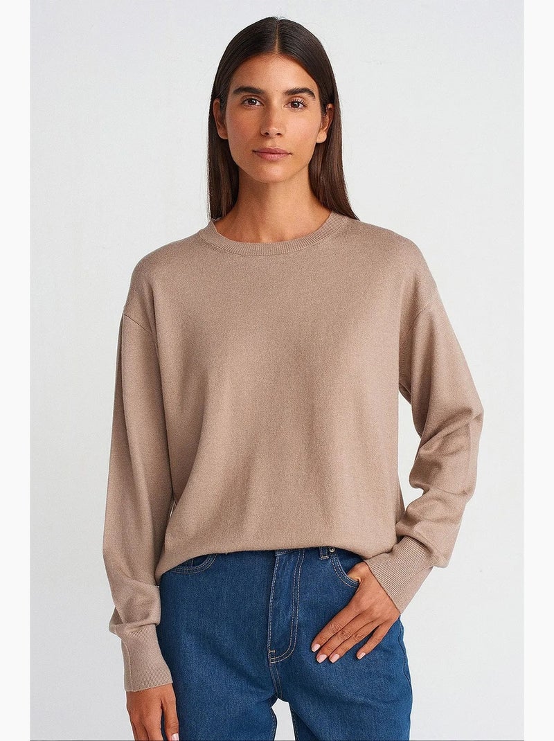 Pull en maille femme dilvin Beige argile - Kiabi