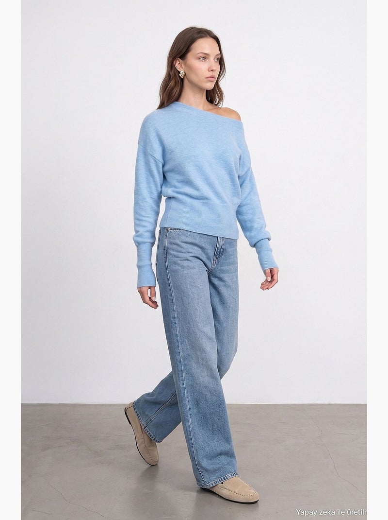 Pull en maille femme dilvin Bleu ciel - Kiabi