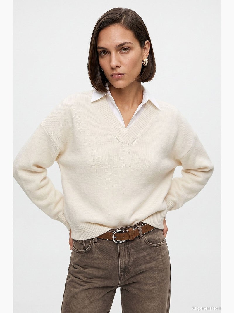Pull en maille femme dilvin Crème - Kiabi