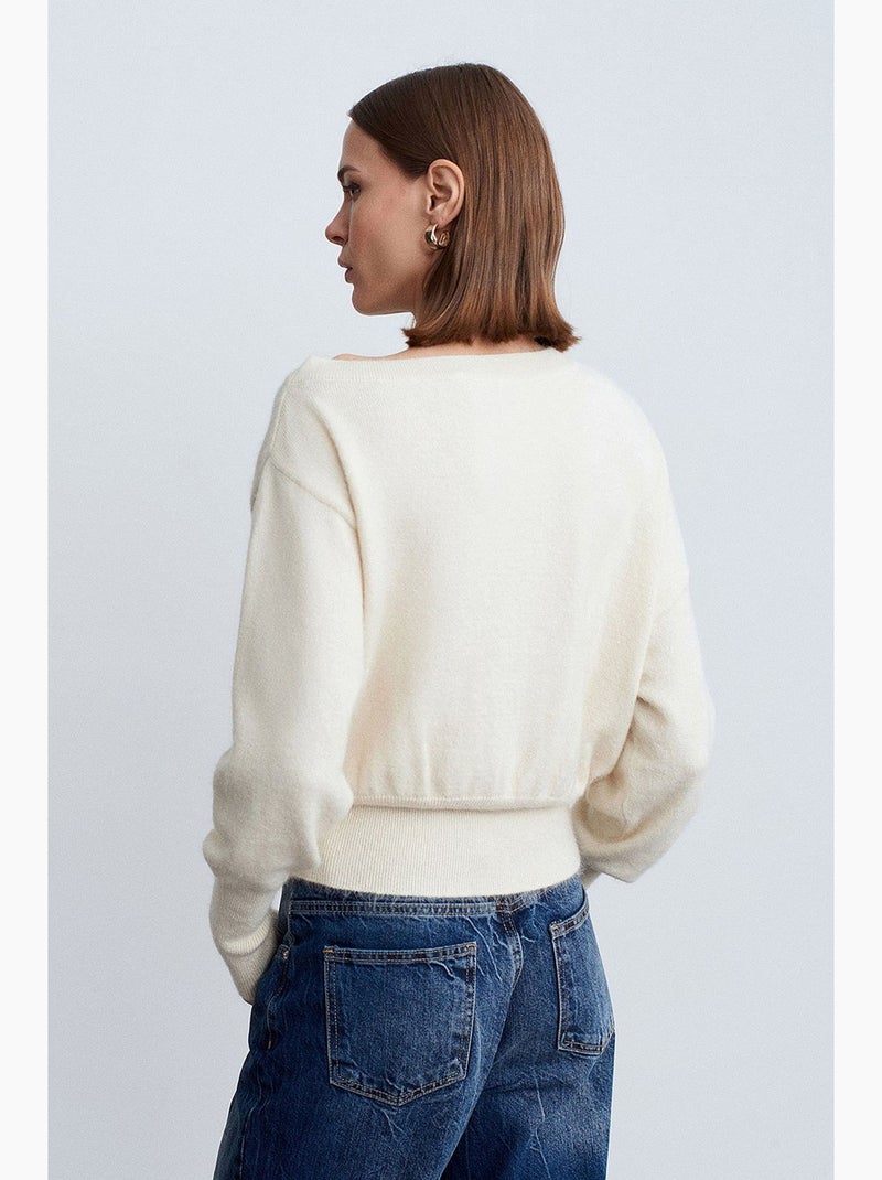 Pull en maille femme dilvin Ivoire - Kiabi