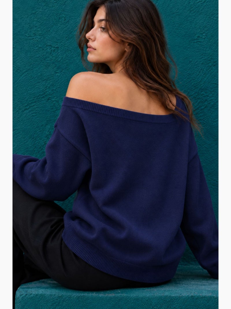 Pull en maille femme mixray Bleu marine - Kiabi