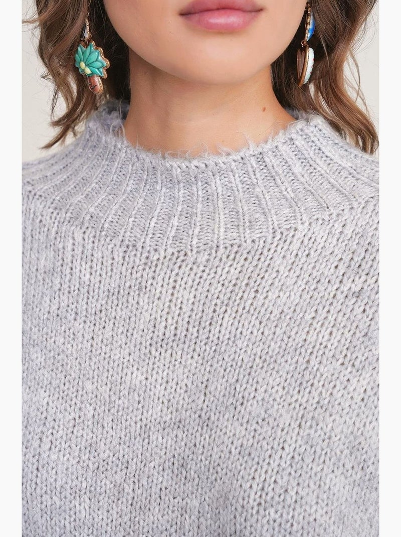 Pull en maille femme mixray Gris clair - Kiabi